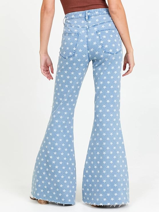 Altar’d State Star Power High-Waisted Flare Jeans – Light Wash Blue Denim