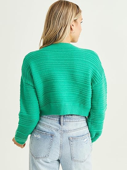 Altar’d State Women’s Multi-Stitch Striped Long Sleeve Dress – Vibrant Kelly Green