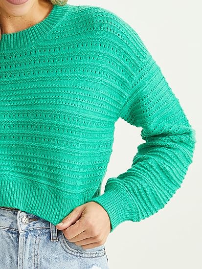 Altar’d State Women’s Multi-Stitch Striped Long Sleeve Dress – Vibrant Kelly Green