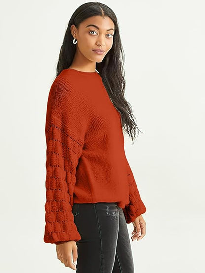 Altar’d State Long Sleeve Oversized Popcorn Stitch Sweater – Warm Clay