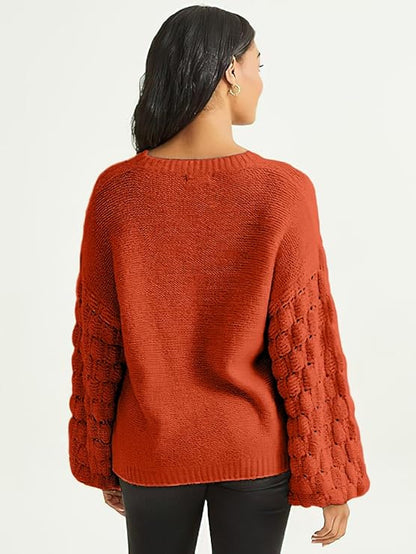 Altar’d State Long Sleeve Oversized Popcorn Stitch Sweater – Warm Clay
