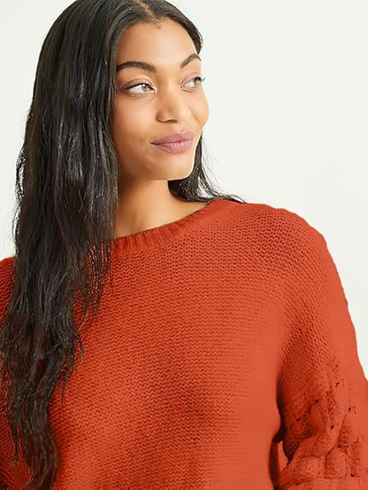 Altar’d State Long Sleeve Oversized Popcorn Stitch Sweater – Warm Clay