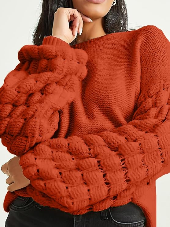 Altar’d State Long Sleeve Oversized Popcorn Stitch Sweater – Warm Clay
