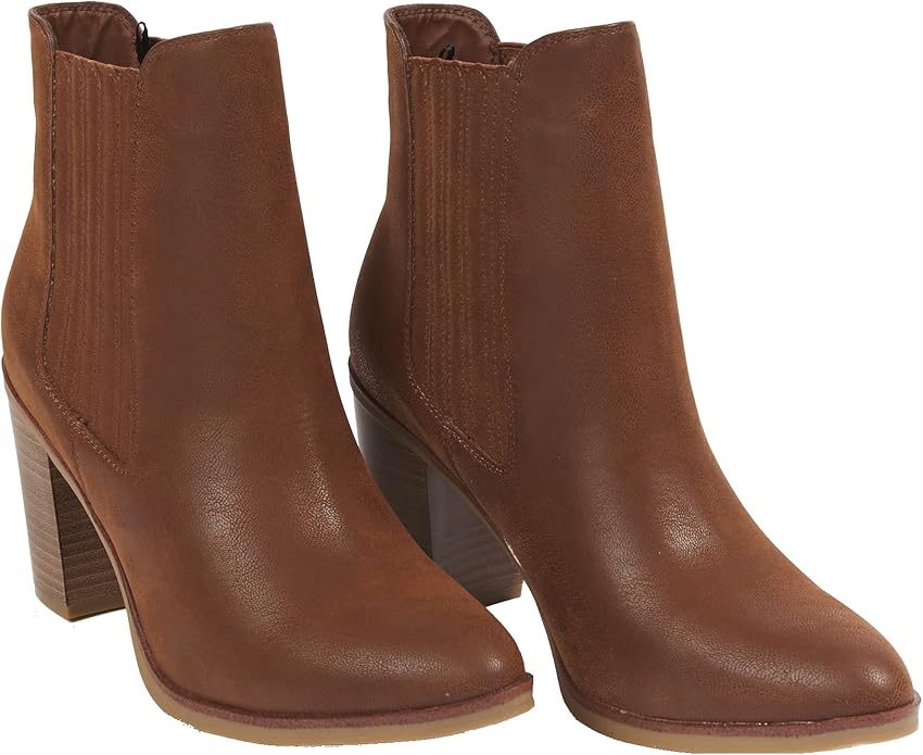 Altar’d State Raya Chelsea Booties – Women’s Brown Western Ankle Boots with Pointed Toe & Stacked Heel