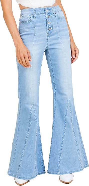 Altar’d State Janice High-Waisted Fit & Flare Jeans – Whitewash Blue