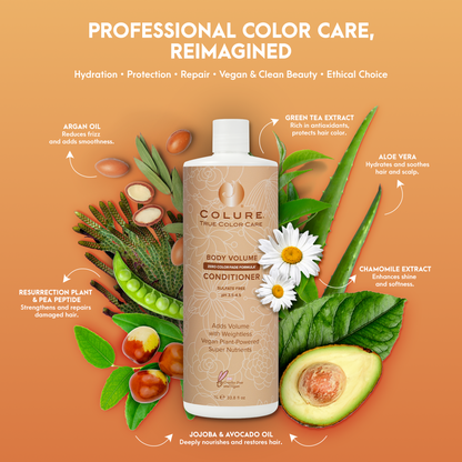 COLURE Body Volume Conditioner, 33 Fl Oz – Weightless Thickening Hair Treatment for Fine Damaged Hair, Vegan Hydrating
