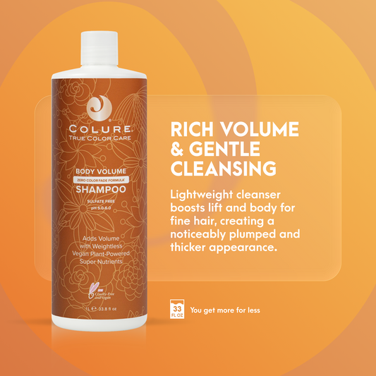 COLURE Body Volume Shampoo, 33 Fl Oz – Volumizing Hair Wash for Fine Thinning Hair, Weightless Sulfate-Free Cleanser
