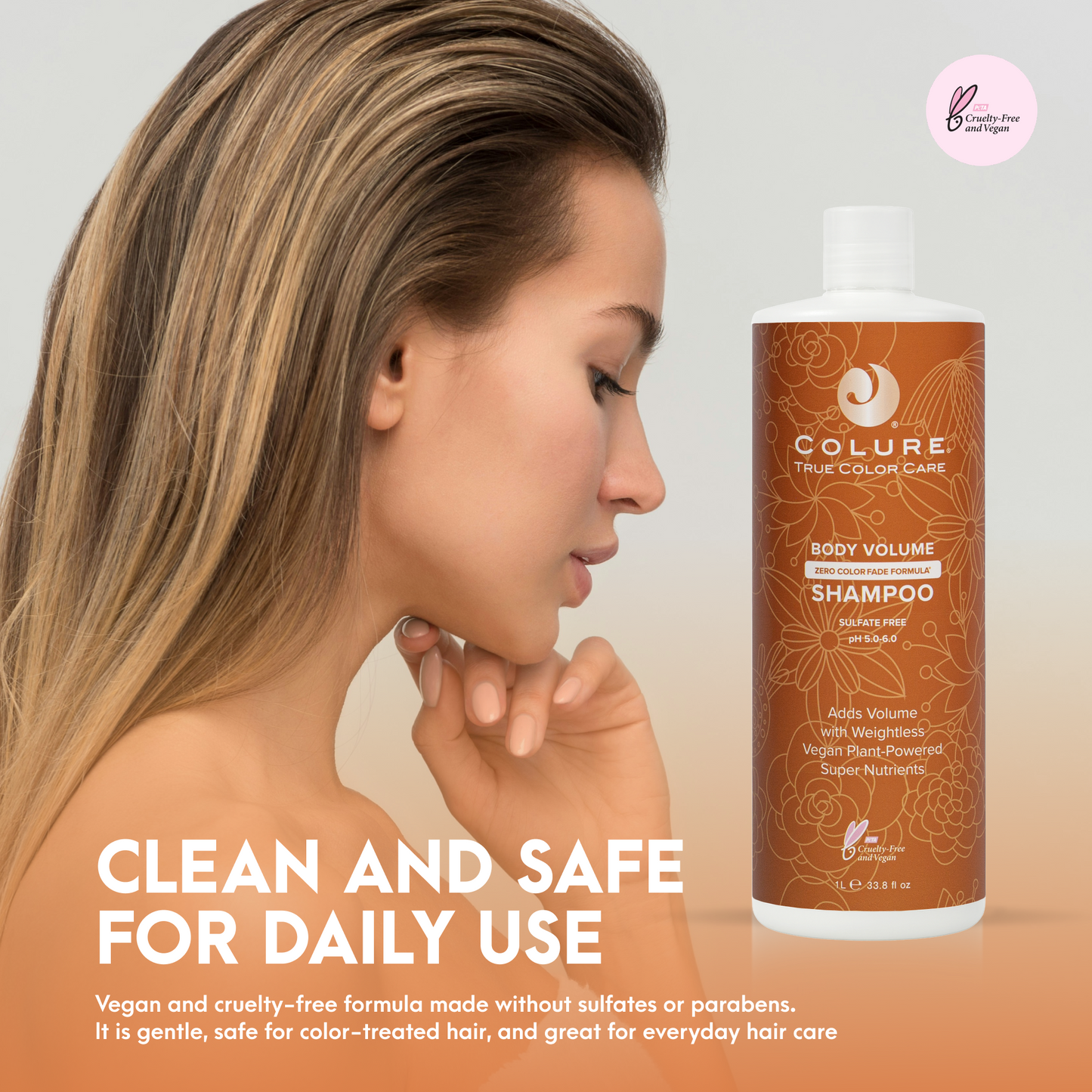 COLURE Body Volume Shampoo, 33 Fl Oz – Volumizing Hair Wash for Fine Thinning Hair, Weightless Sulfate-Free Cleanser