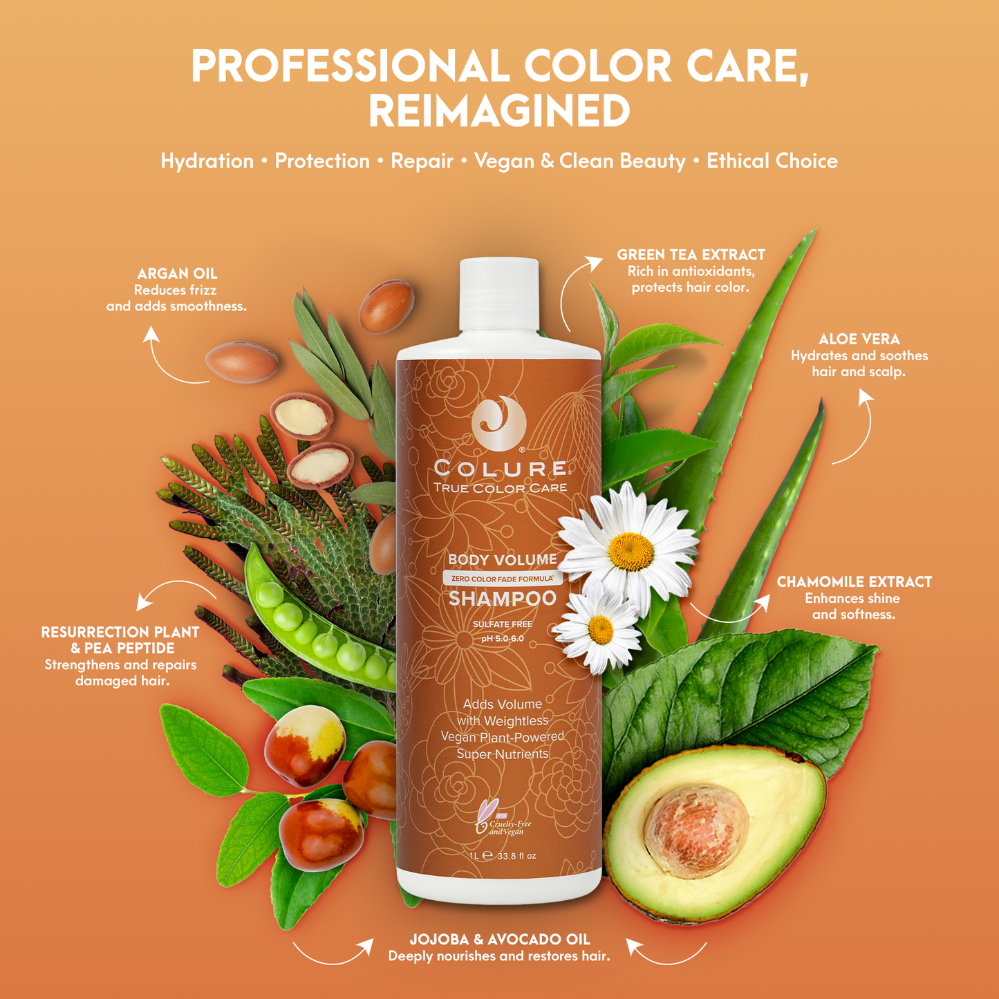 COLURE Body Volume Shampoo, 33 Fl Oz – Volumizing Hair Wash for Fine Thinning Hair, Weightless Sulfate-Free Cleanser