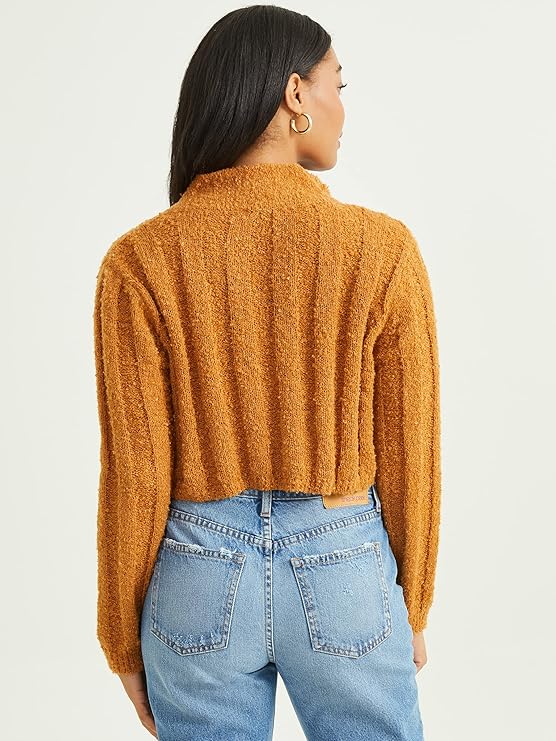 Altar’d State Long Sleeve Cropped Collared Sweater – Brown Sugar