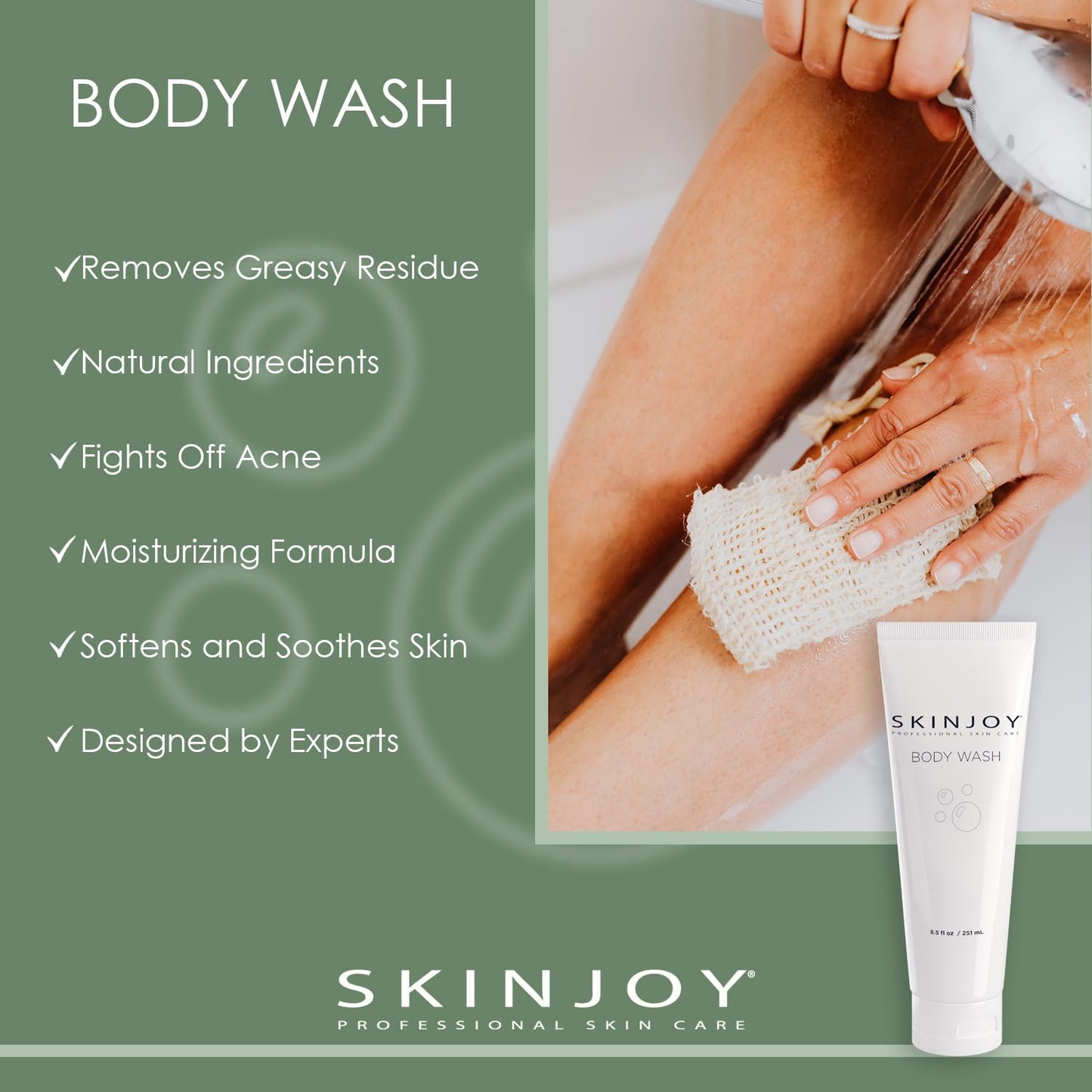 SKINJOY Body Wash – Moisturizing Natural Cleanser for Dry & Sensitive Skin with Aloe, Chamomile & Vitamin B5 (8.5oz)
