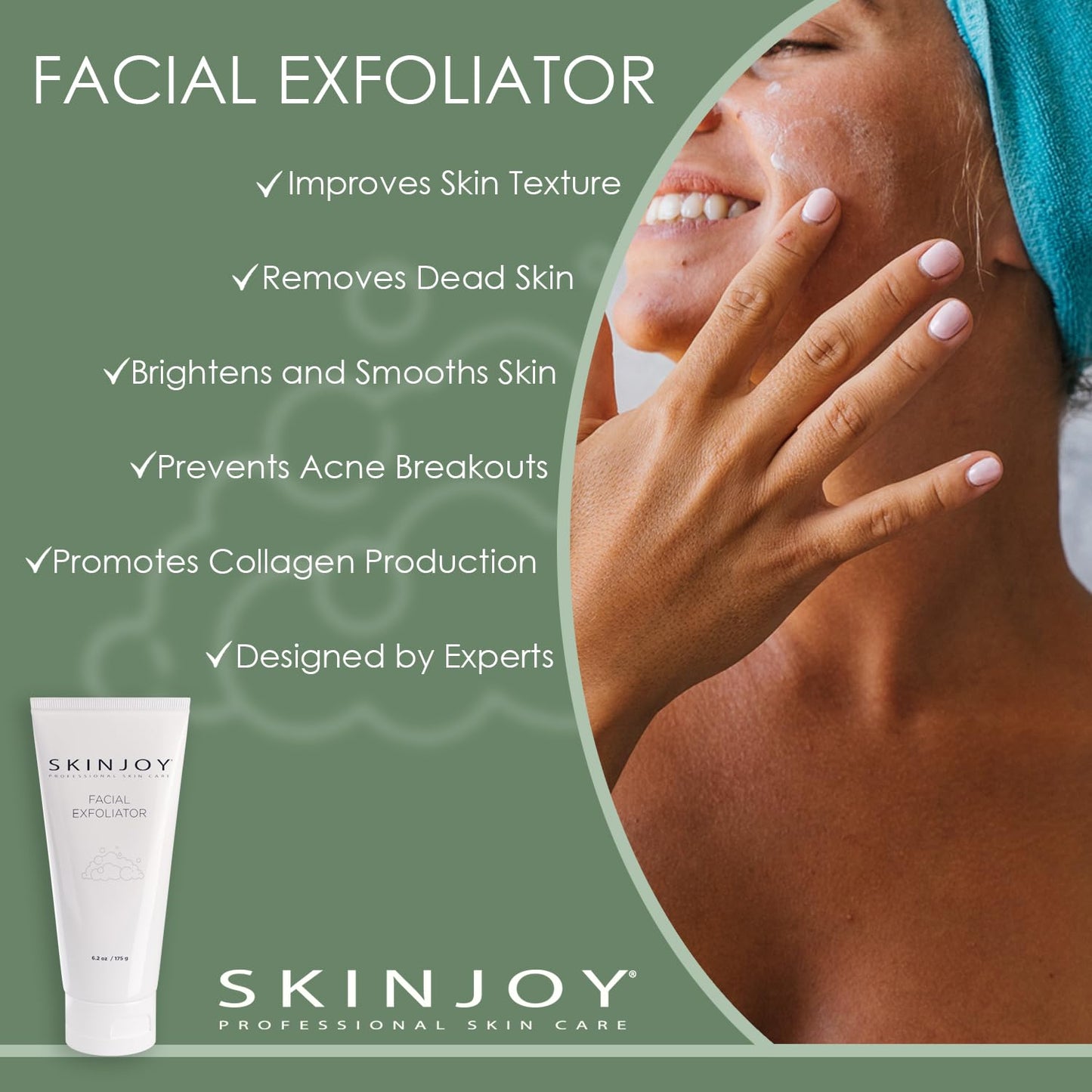 SKINJOY Face Exfoliator – Gentle Jojoba & Beeswax Bead Scrub to Smooth, Brighten & Unclog Pores (6.2 oz)
