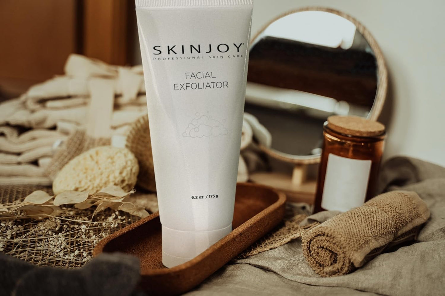 SKINJOY Face Exfoliator – Gentle Jojoba & Beeswax Bead Scrub to Smooth, Brighten & Unclog Pores (6.2 oz)