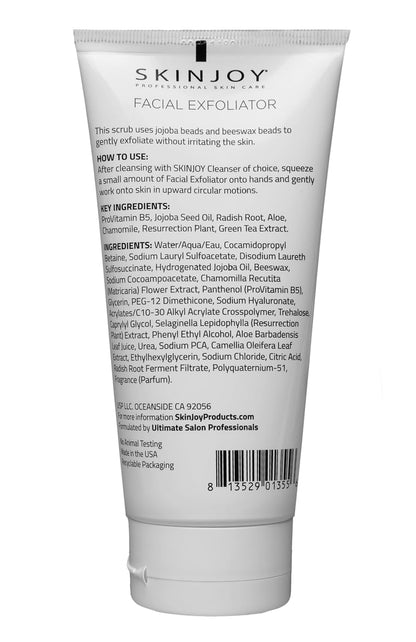 SKINJOY Face Exfoliator – Gentle Jojoba & Beeswax Bead Scrub to Smooth, Brighten & Unclog Pores (6.2 oz)