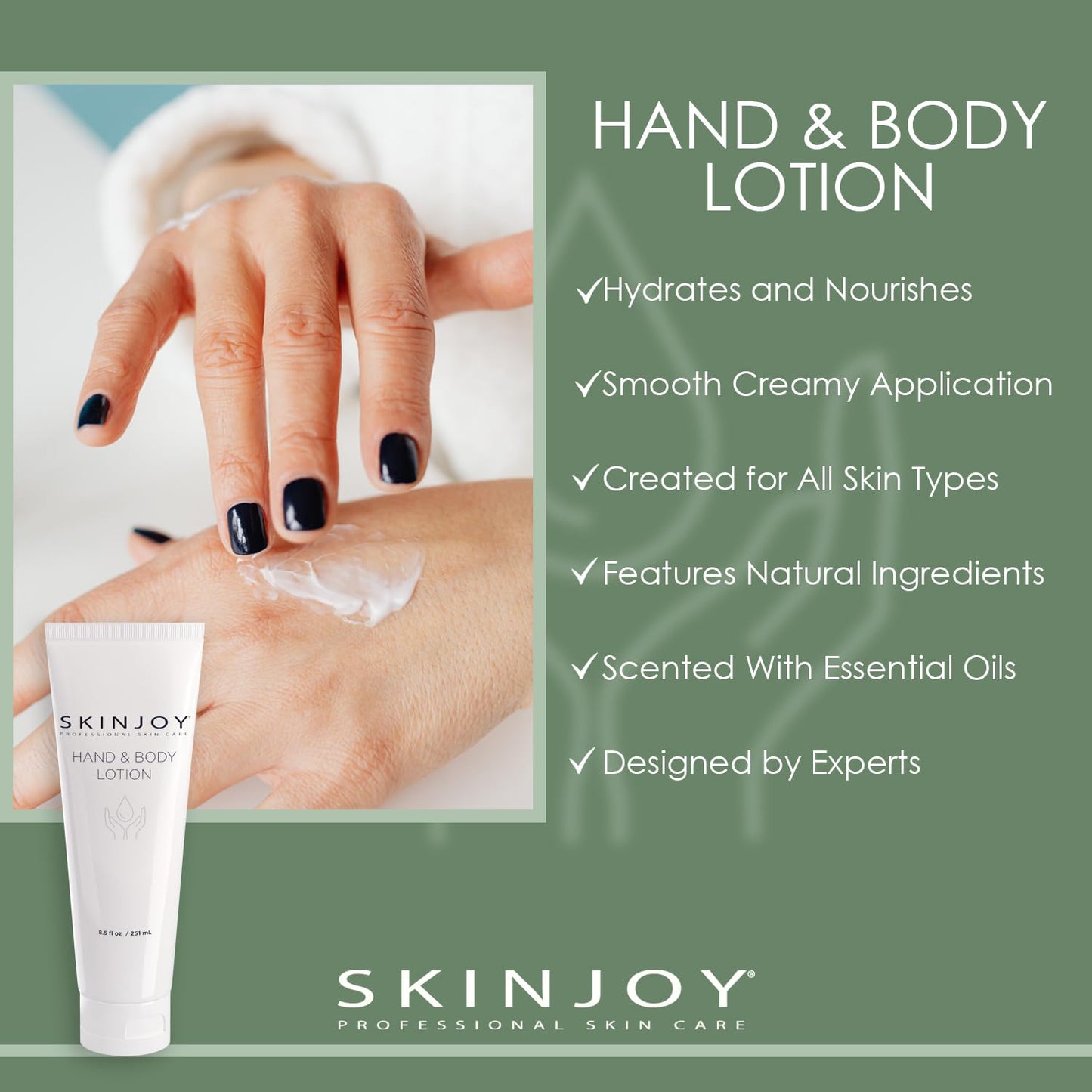 SKINJOY Hand & Body Lotion – Hydrating Moisturizer for Dry Skin with Ceramides, Hyaluronic Acid & Vitamin B5 (8.5oz)