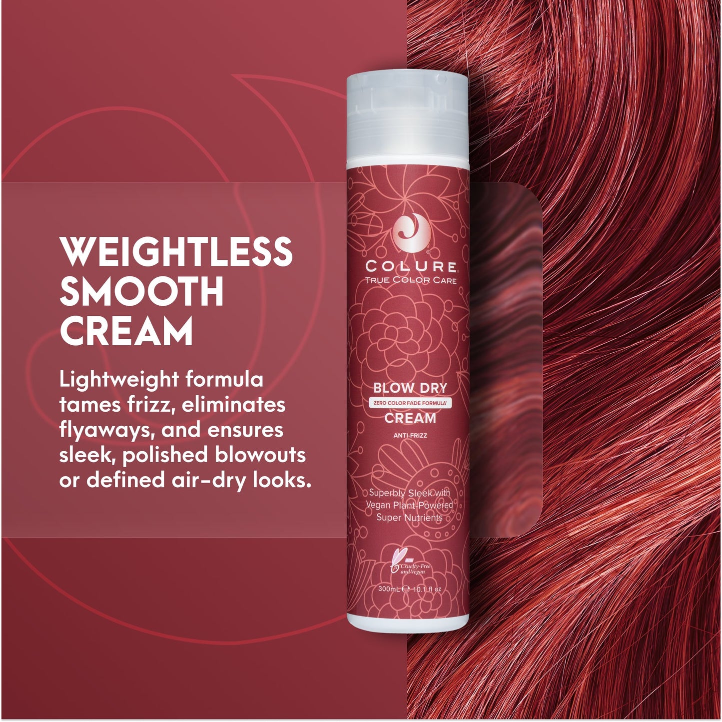 COLURE Blow Dry Cream, 10 Fl Oz – Anti Frizz Heat Protectant Styling Crème & Smoothing Formula for Color Treated Hair